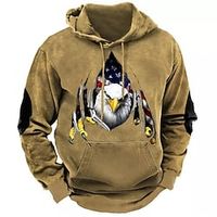 Men's Pullover Hoodie Sweatshirt Black Brown Hooded Graphic Prints Eagle National Flag Print Daily Sports 3D Print Basic Streetwear Designer Spring   Fall Clothing Apparel Hoodies Sweatshirts  Lightinthebox - thumbnail