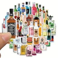 50pcs Creative Cartoon Beer Champagne Graffiti Stickers, Waterproof Stickers For Water Bottles, Backpacks And Laptops, Reusable Self-adhesive Plastic Stickers miniinthebox - thumbnail