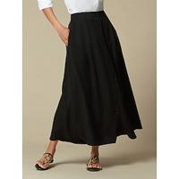 Women's Tencel Black Button Up Pocket Prarie Maxi Skirt