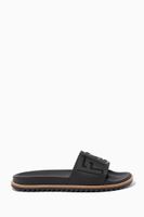 Black Rubber Embossed Slides - thumbnail