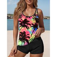 Women's Swimwear Tankini Two Piece Swimsuit Tropical Vacation Tropical Plant Gradient Lightinthebox