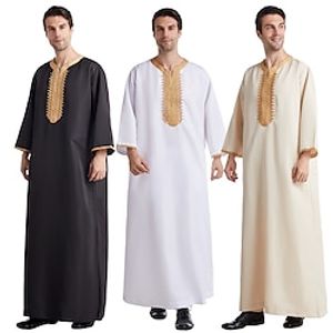 Arabian Muslim Adults Men's Religious Saudi Arabic Robe Thobe / Jubba For Polyester Ramadan Leotard / Onesie miniinthebox