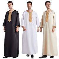 Arabian Muslim Adults Men's Religious Saudi Arabic Robe Thobe / Jubba For Polyester Ramadan Leotard / Onesie miniinthebox - thumbnail