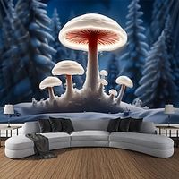 White Mushrooms Trippy Hanging Tapestry Wall Art Large Tapestry Mural Decor Photograph Backdrop Blanket Curtain Home Bedroom Living Room Decoration miniinthebox - thumbnail