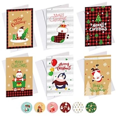 6pcs/Set Merry Christmas Holiday Gift Card Santa Claus Christmas Greeting Business Sticker Cards Message Festivals Card. miniinthebox