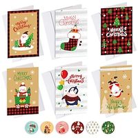 6pcs/Set Merry Christmas Holiday Gift Card Santa Claus Christmas Greeting Business Sticker Cards Message Festivals Card. miniinthebox - thumbnail