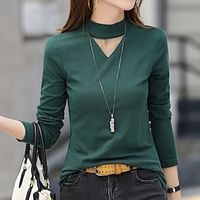 Shirt Blouse Women's Black White Yellow Solid  Plain Color Cut Out Daily Fashion High Neck Regular Fit S Lightinthebox - thumbnail