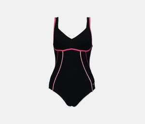 Womens Mary Strap Back One Piece  Black/Fresia Rose/White