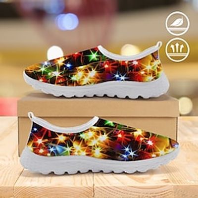 Men's Sneakers Print Shoes 3D Print Plus Size Flyknit Shoes Walking Sporty Casual Outdoor New Year Daily Mesh Breathable Comfortable Rainbow Summer Spring Fall Lightinthebox