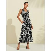 Graphic Print V Neck Maxi Dress Lightinthebox