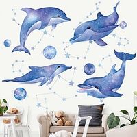 Wall Stickers Cute Dolphins And Whales Classroom Layout Stickers Starry Sky Dreamy Wall Decoration Painting 9090Cm miniinthebox - thumbnail