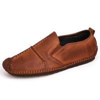 Men Hand Stitching Soft Cow Leather Casual Shoes