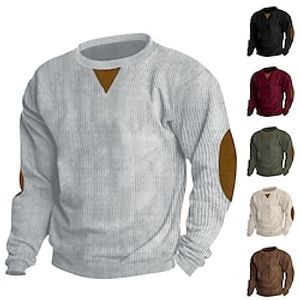 Men's Sweatshirt Corduroy Black Wine Army Green Brown Beige Crew Neck Plain Patchwork Sports  Outdoor Daily Holiday Corduroy Streetwear Casual Spring   Fall Clothing Apparel Hoodies Sweatshirts  Lightinthebox