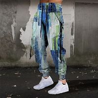Men's Sweatpants Joggers Trousers Drawstring Elastic Waist 3D Print Color Block Graphic Prints Comfort Sports Outdoor Casual Daily Cotton Blend Streetwear Designer Royal Blue Blue Micro-elastic Lightinthebox