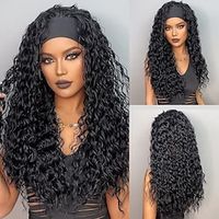 Synthetic Wig Uniforms Career Costumes Princess Karneval Straight kinky Straight Middle Part Layered Haircut Machine Made Wig 24 inch Black Synthetic Hair Women's Cosplay Party Fashion Natural Black Lightinthebox - thumbnail
