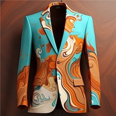 Waves Business Men's Coat Blazer Work Wear to work Going out Fall  Winter Turndown Long Sleeve Red Blue Purple S M L Polyester Weaving Jacket Lightinthebox