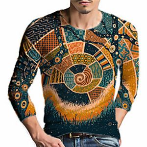 Men's Unisex Tee T shirt Shirt 3D Print Tribal Graphic Prints Print Long Sleeve Daily Tops Casual Designer Big and Tall Blue Lightinthebox