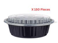 Hotpack Black Base Round Container 16 Oz With Lids 150 Pieces - BB8311