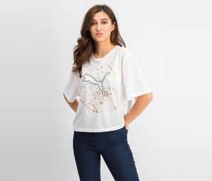 Womens Metal Splash Graphic Tee  White
