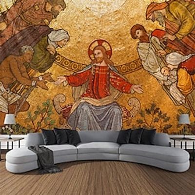 Byzantine Mosaic Art Religious Art Hanging Tapestry Wall Art Large Tapestry Mural Decor Photograph Backdrop Blanket Curtain Home Bedroom Living Room Decorations Jesus Mosaic Art Lightinthebox
