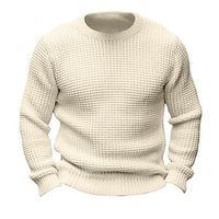 Men's Pullover Ribbed Knit Regular Knitted Plain Crew Neck Keep Warm Modern Contemporary Daily Wear Going out Clothing Apparel Fall Winter Black White S M L Lightinthebox - thumbnail