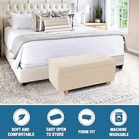 Rectangular Ottoman Cover, Jacquard Footstool Covers Stretch Ottoman Covers Non-Slip Stool Protective Cover with Elastic Bottom for Living Room miniinthebox - thumbnail