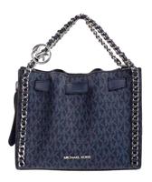 Michael Kors Mina Small Belted Navy Signature PVC Chain Inlay Crossbody Bag - 83713