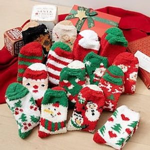 Christmas Socks Winter Fuzzy Socks Cozy Fluffy Socks Warm Fuzzy Christmas Socks for Women Gifts miniinthebox