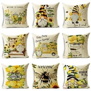 Summer Bee Double Side Cushion Cover 1PC Soft Decorative Square Throw Pillow Cover Cushion Case Pillowcase for Bedroom Livingroom Superior Quality Machine Washable Indoor Cushion for Sofa Couch Bed Chair miniinthebox
