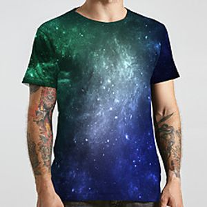 Men's Unisex Tee T shirt 3D Print Galaxy Graphic Prints Plus Size Print Short Sleeve Casual Tops Basic Designer Big and Tall Blue miniinthebox