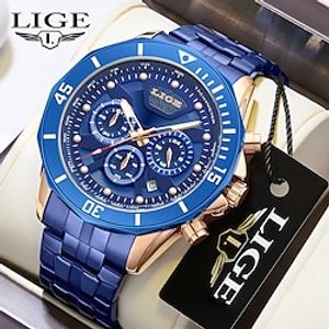 LIGE Men Quartz Watch Diamond Luxury Large Dial Business Calendar Date Zinc alloy Watch miniinthebox