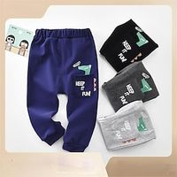 Toddler Boys Pants Trousers Graphic Letter Soft Comfort Pants School Cool Daily Black Light Grey Dark Blue Lightinthebox - thumbnail