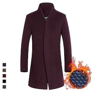 Men's Winter Coat Wool Coat Trench Coat Outdoor Daily Wear Fall  Winter Polyester Thermal Warm Windbreaker Outerwear Clothing Apparel Fashion Streetwear Plain Standing Collar Cardigan Lightinthebox