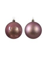 Kaemingk Decoris 8cm Baubles Shatterproof Matt & Shiny Tree Velvet Pink Assorted 1 Piece