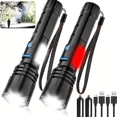 Tactical Rechargeable Flashlights 10000 High Lumens Super Bright LED Flashlight with COB Work Light 7Modes Zoomable IPX6 Waterproof Flashlights for Emergencies Camping Lightinthebox
