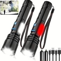 Tactical Rechargeable Flashlights 10000 High Lumens Super Bright LED Flashlight with COB Work Light 7Modes Zoomable IPX6 Waterproof Flashlights for Emergencies Camping Lightinthebox - thumbnail
