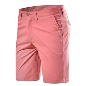 Men's Shorts Chino Shorts Bermuda shorts Pocket Plain Comfort Breathable Outdoor Daily Going out Cotton Blend Fashion Casual Yellow Pink miniinthebox