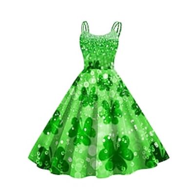 Women's Casual Dress Swing Dress Shamrock Print Backless Strap Midi Dress Streetwear A Line St.Patrick's Day Street Sleeveless Loose Fit Olive Green White Light Green Summer S M L XL 2XL Lightinthebox Women's Casual Dress Swing Dress Shamrock Print Backless Strap Midi Dress Streetwear A Line St.Patrick's Day Street Sleeveless Loose Fit Olive Green White Light Green Summer S M L XL 2XL Lightinthebox
