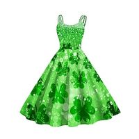 Women's Casual Dress Swing Dress Shamrock Print Backless Strap Midi Dress Streetwear A Line St.Patrick's Day Street Sleeveless Loose Fit Olive Green White Light Green Summer S M L XL 2XL Lightinthebox - thumbnail