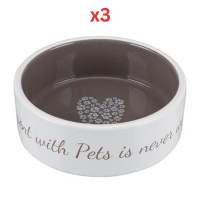 Trixie Pets Home Ceramic Bowl for Dogs Taupe - 300ml (Pack of 3)