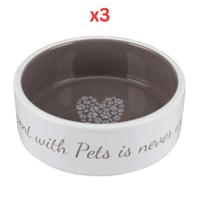 Trixie Pets Home Ceramic Bowl for Dogs Taupe - 300ml (Pack of 3)