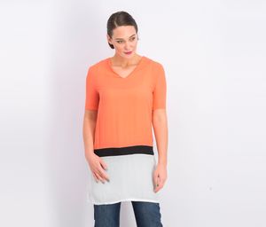 Womens Short Sleeve Tunic Top   Mellon/Black/White