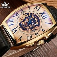 Men Mechanical Watch Fashion Business Wristwatch Automatic Self-winding Waterproof Decoration Leather Watch Lightinthebox - thumbnail