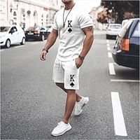Men's T-shirt Suits Tennis Shirt Color Block Crew Neck Daily Wear Vacation Short Sleeve 2 Piece Clothing Apparel Gymnatics Casual Lightinthebox - thumbnail