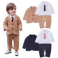 2pcs Formal Baby Boy Romper with Coat - thumbnail