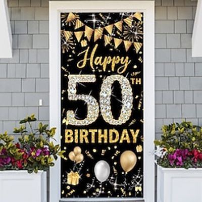 Happy Birthday Door Covers Decoration Backdrop Door Banner for Front Door Farmhouse Christmas Holiday Party Decor Supplies miniinthebox