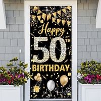 Happy Birthday Door Covers Decoration Backdrop Door Banner for Front Door Farmhouse Christmas Holiday Party Decor Supplies miniinthebox - thumbnail