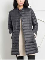 Solid Ultra-light Medium Long Down Coat