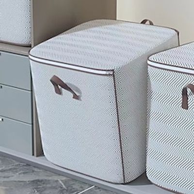 Large Capacity Zipper Clothes Quilt Organizer with Lid, Multi-purpose Storage Basket, Cleanable and Collapsible Clothes Storage Bins for Moving TravelingSeason-Change Lightinthebox