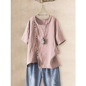 Women's Plus Size Tops T shirt Plain Patchwork Short Sleeve Round Neck Casual Spring Summer Big Size L XL XXL XXXL 4XL miniinthebox